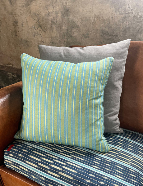 Stripe Cushion, Green & Blue
