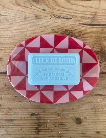 Diamond Soap Dish, Pink & Red