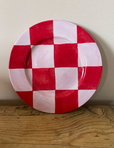 Big Checkmate Plate, Red & Pink