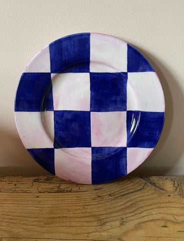 Big Checkmate Plate, Lilac & Blue