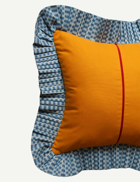 Silo Studio x In Casa by Paboy, Checkerboard Cushion, Blue & Yellow