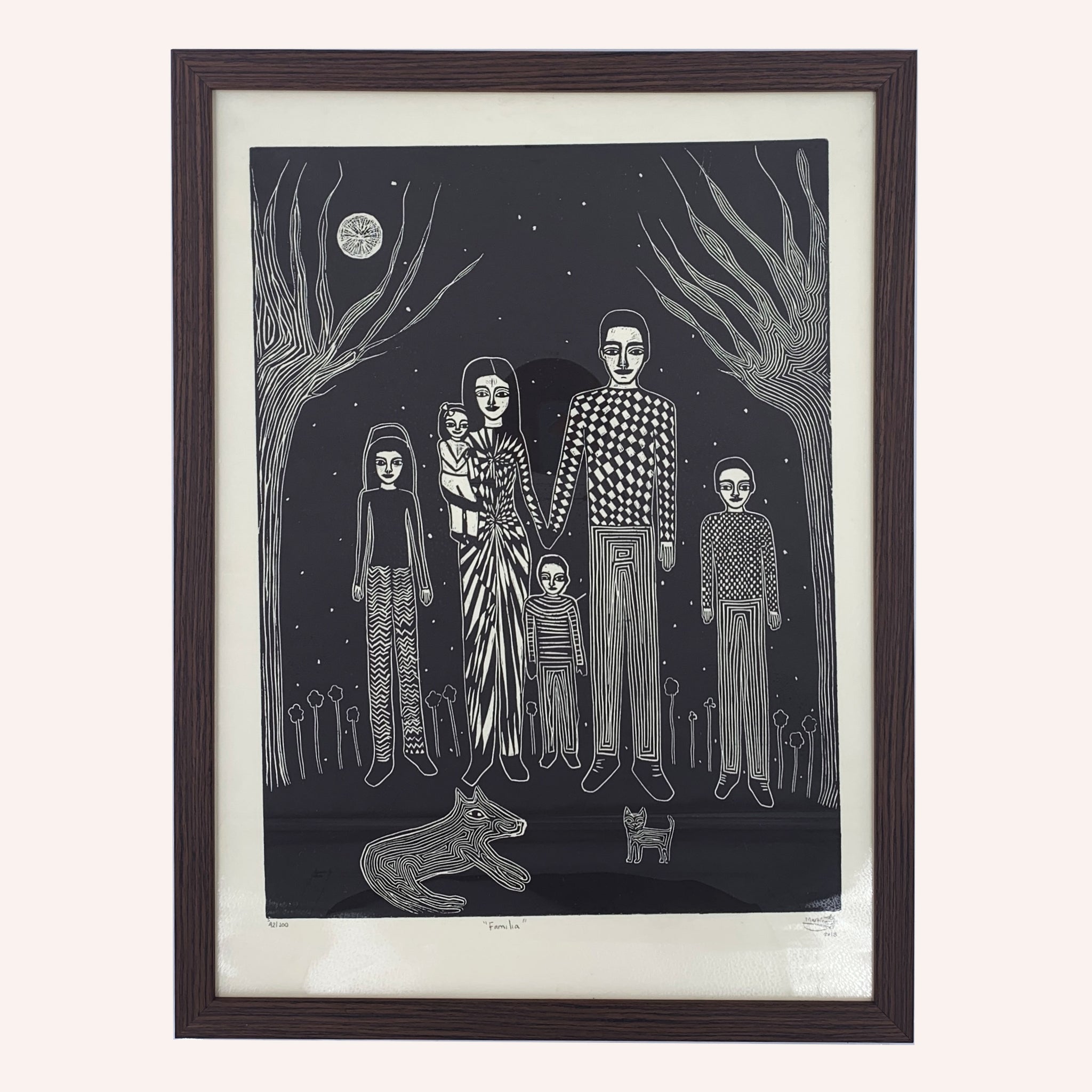 'Familia' Lino Print